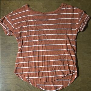 Women's Rust Striped Short Sleeve Tee